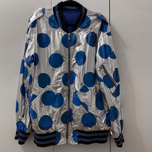 *SOLD* Marc Jacobs silver blue metallic bomber jacket - Picture 1 of 10
